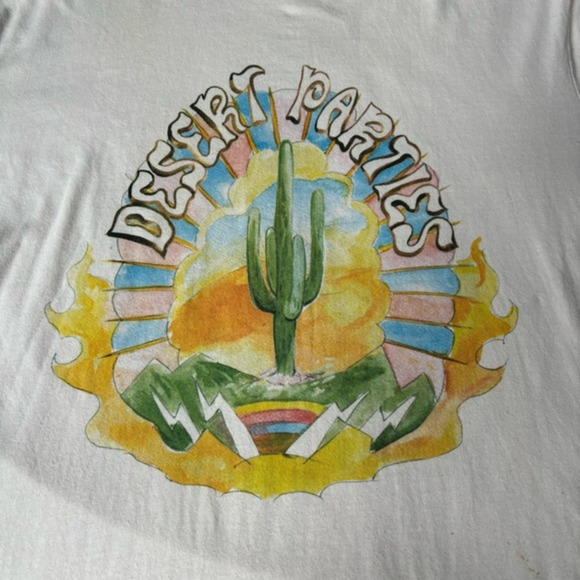 Forever 21 Desert Parties Cotton Graphic Tee Shirt Brown Trim Sz XL * - Picture 2 of 6